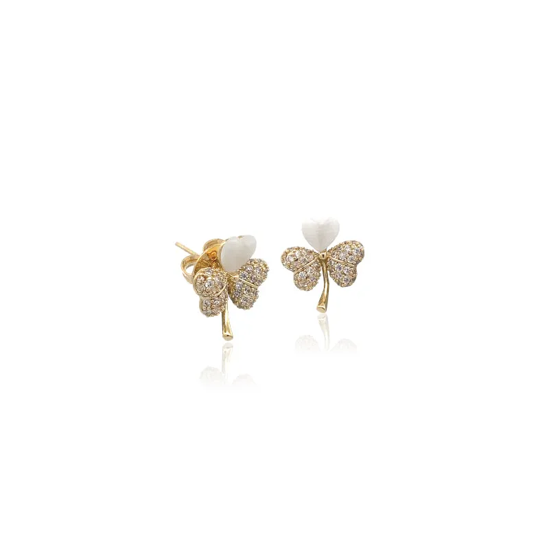 Clover Hearts Simulated Moonstone Earrings