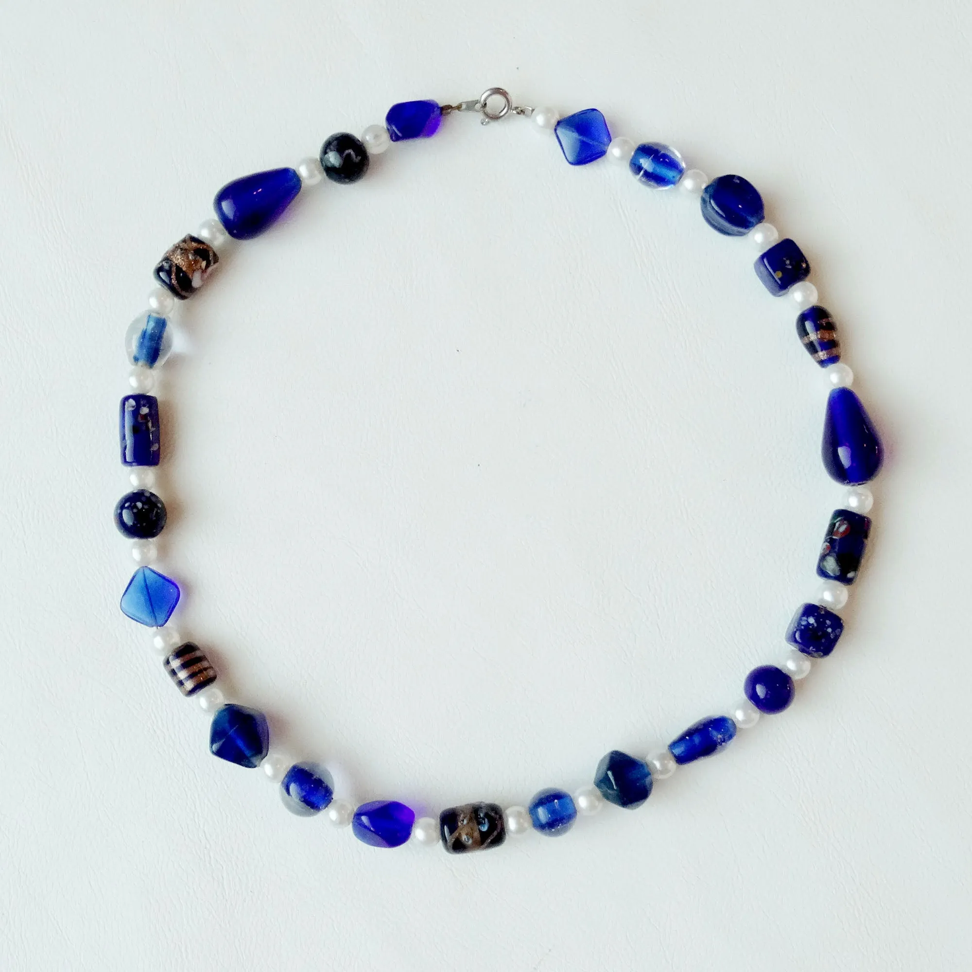 Cobalt Bead Pearl Necklace