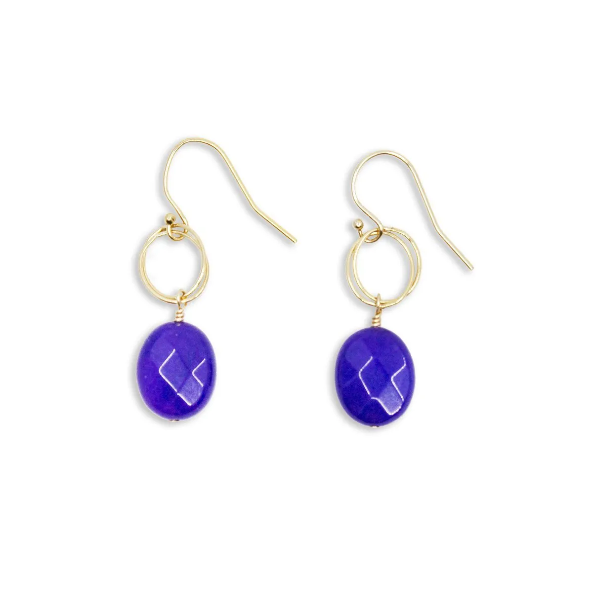 Cobalt Circle Drop Earrings in Sterling Silver or Gold