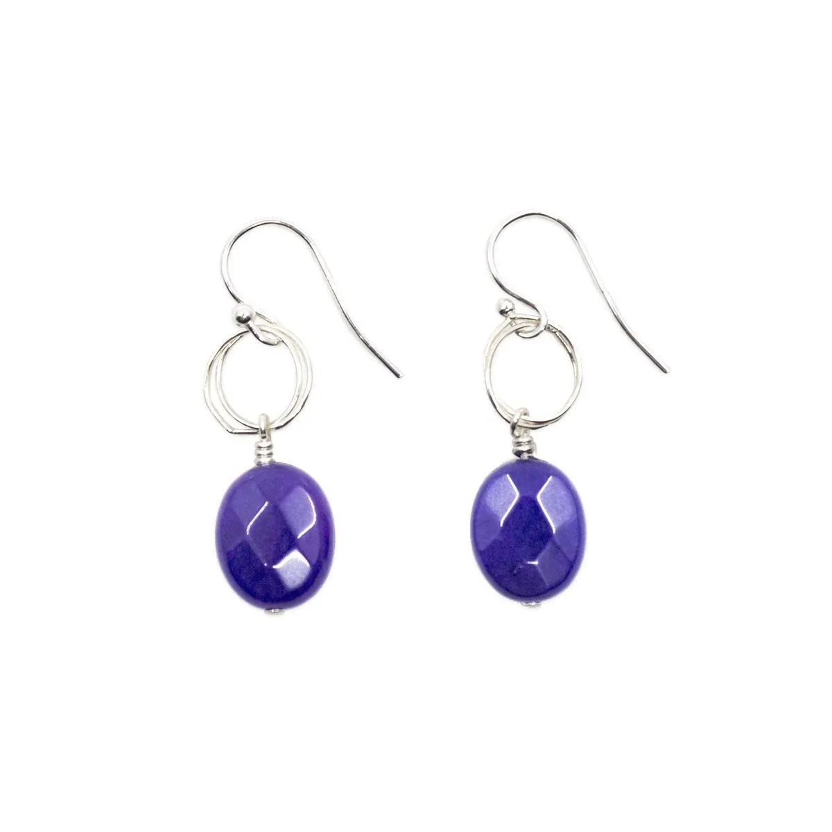 Cobalt Circle Drop Earrings in Sterling Silver or Gold