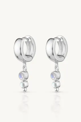 Cora Opal Moonstone Silver Huggies