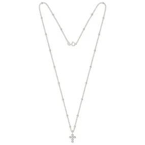 Cross Necklace with Beaded chain - Sterling Silver