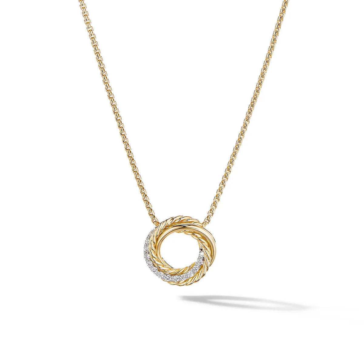 Crossover Mini Pendant Necklace in 18K Yellow Gold with Diamonds