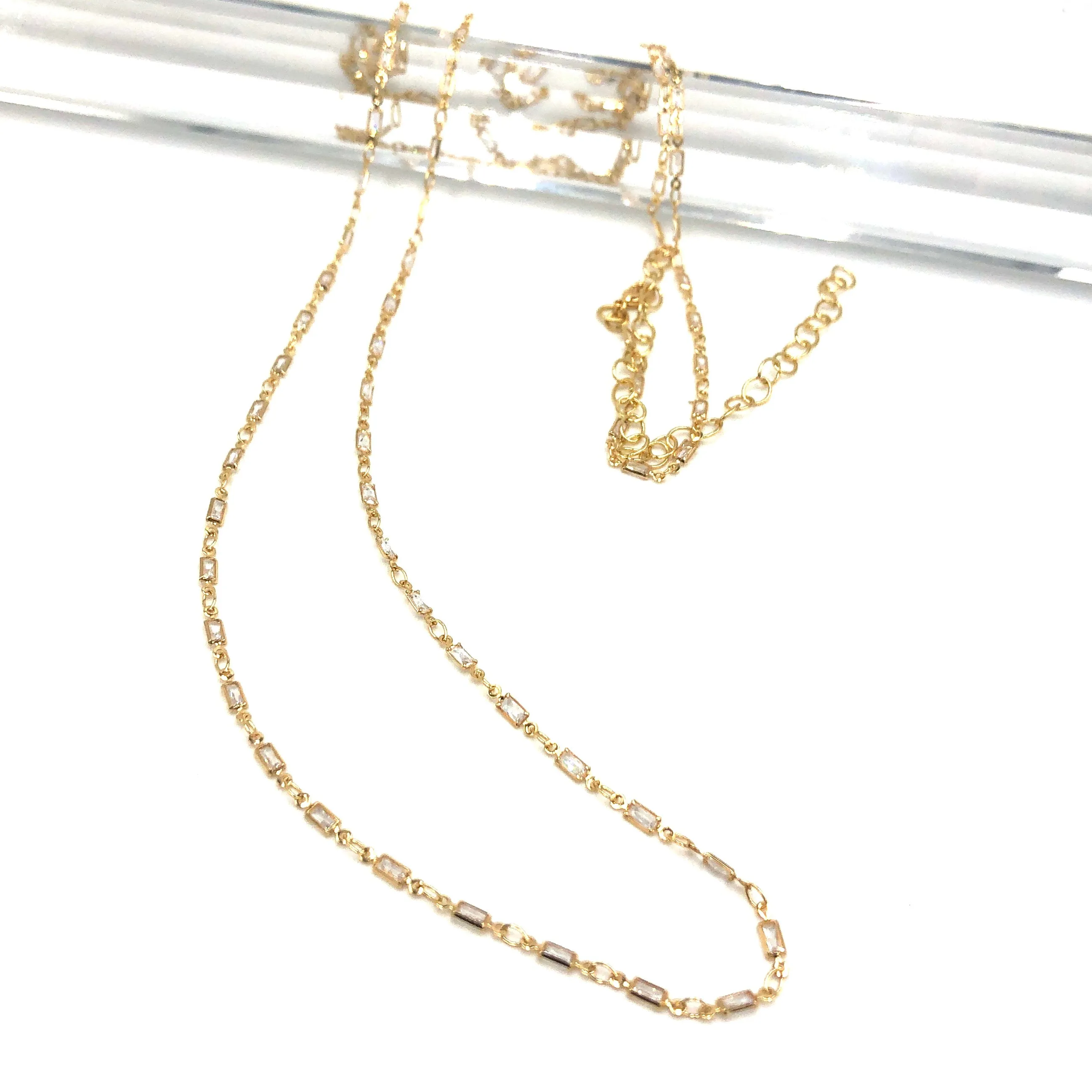 Crystal Baguette Channel Necklace - 2 lengths