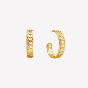 CUBAN CHAIN HOOP CLIP-ON EARRINGS IN GOLD