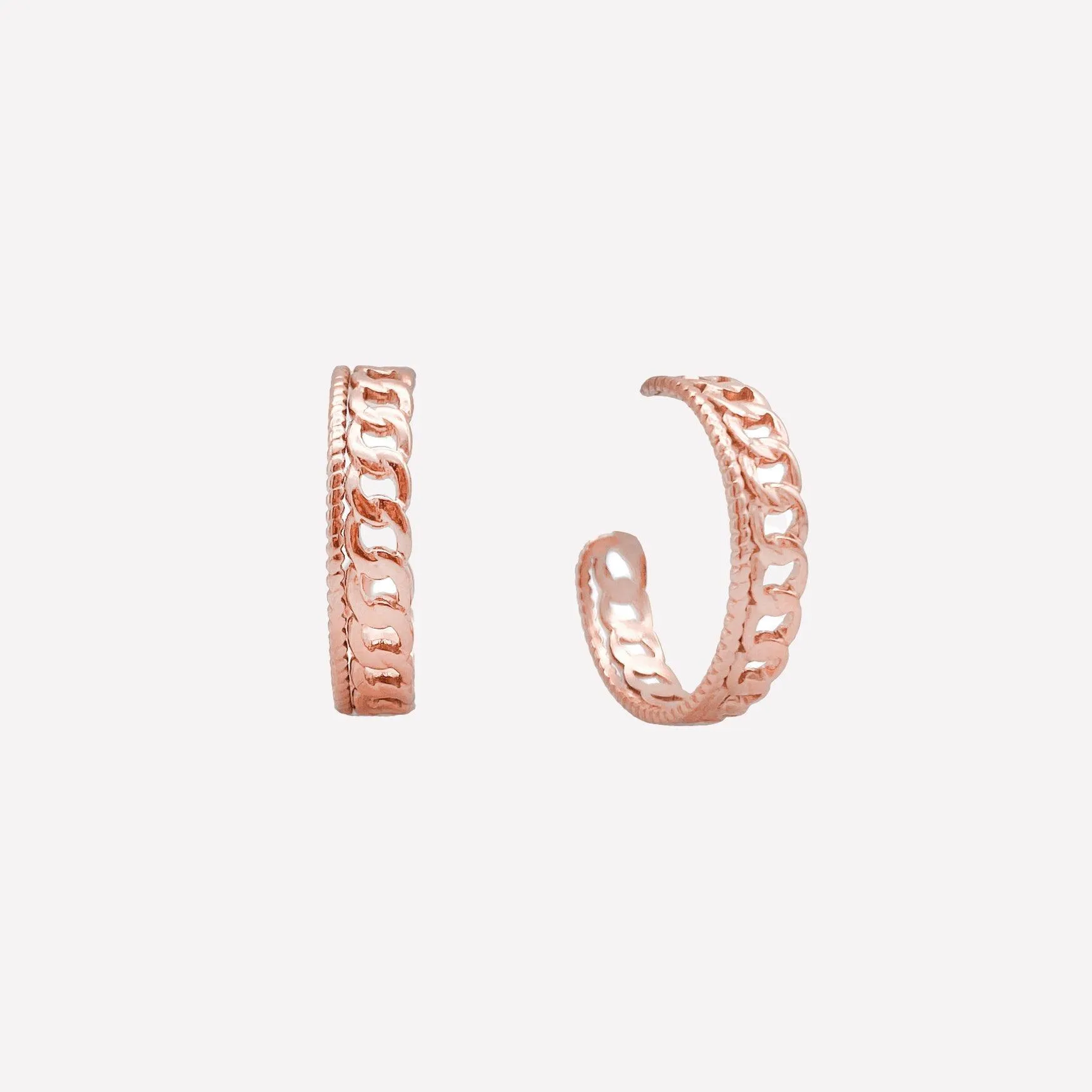 CUBAN CHAIN HOOP EARRINGS IN ROSE GOLD