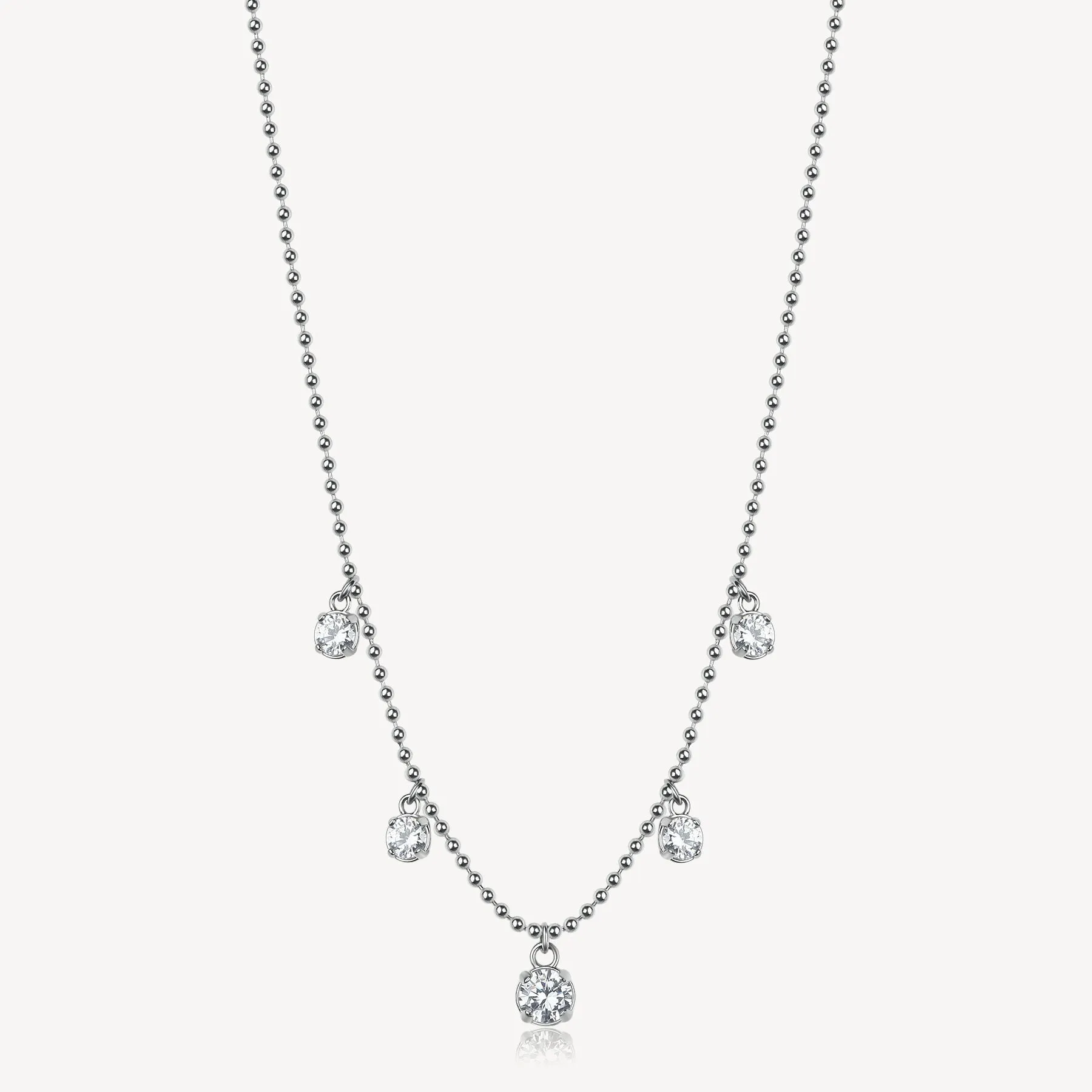 Cubic Zirconia Drops Necklace in Stainless Steel