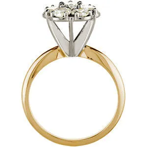 Cubic Zirconia Engagement Ring- The Ann (7-Stone Cluster-Style Thin Band Two-Tone Option)