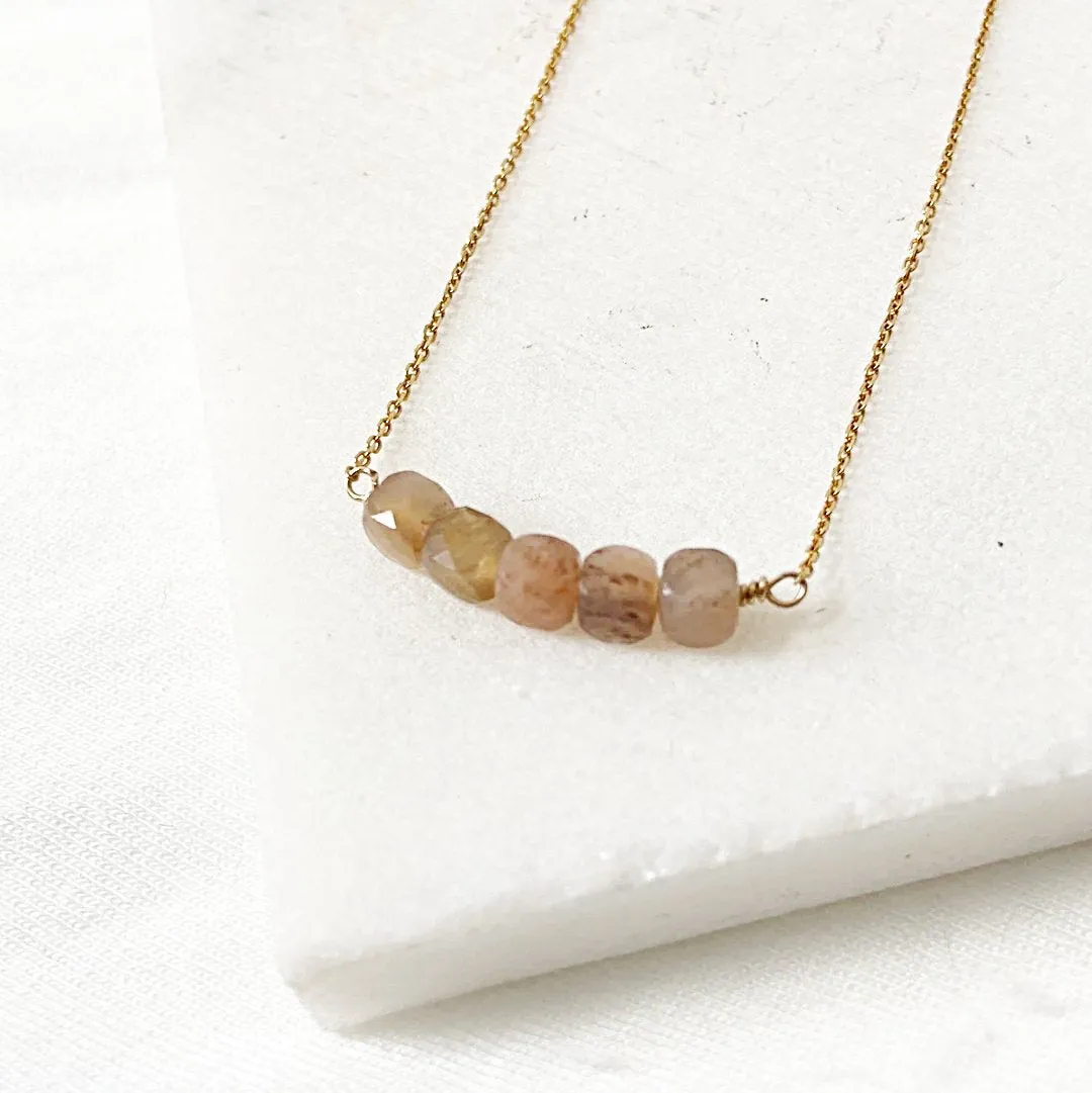 Dainty Gemstone Golden Drop Earrings & Necklace Set