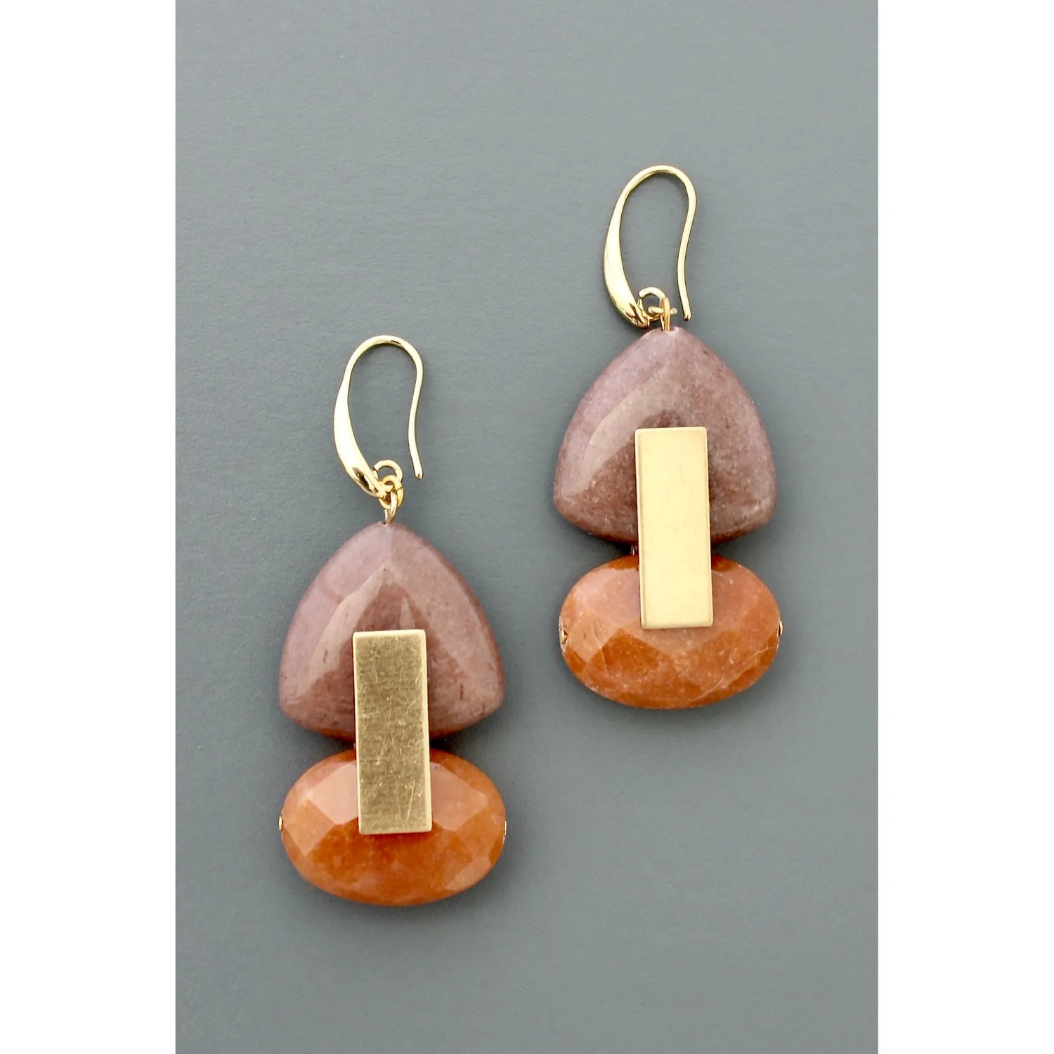 David Aubrey Mauve and Orange Jade Earrings