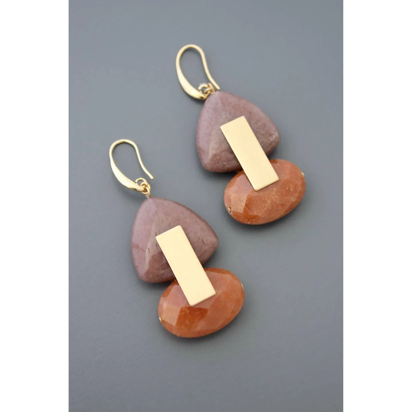 David Aubrey Mauve and Orange Jade Earrings