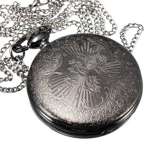 DEFFRUN Retro Steampunk Style Roman Numerals Pocket Watch