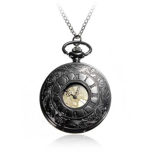 DEFFRUN Retro Steampunk Style Roman Numerals Pocket Watch