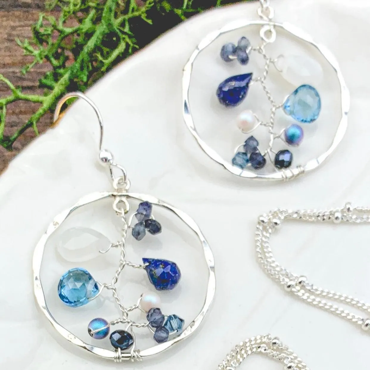 Denim Dream Filigree Necklace and Earrings