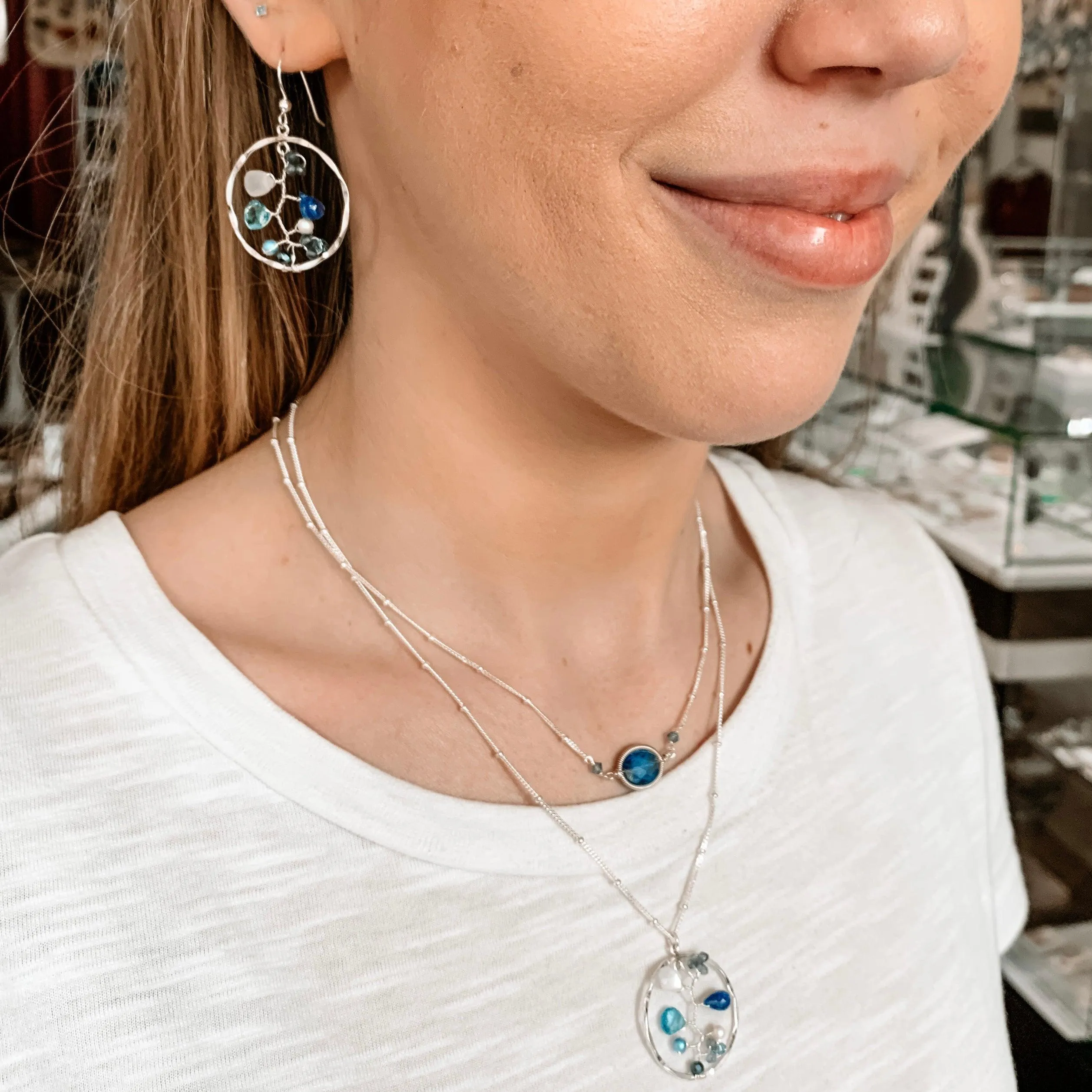 Denim Dream Filigree Necklace and Earrings