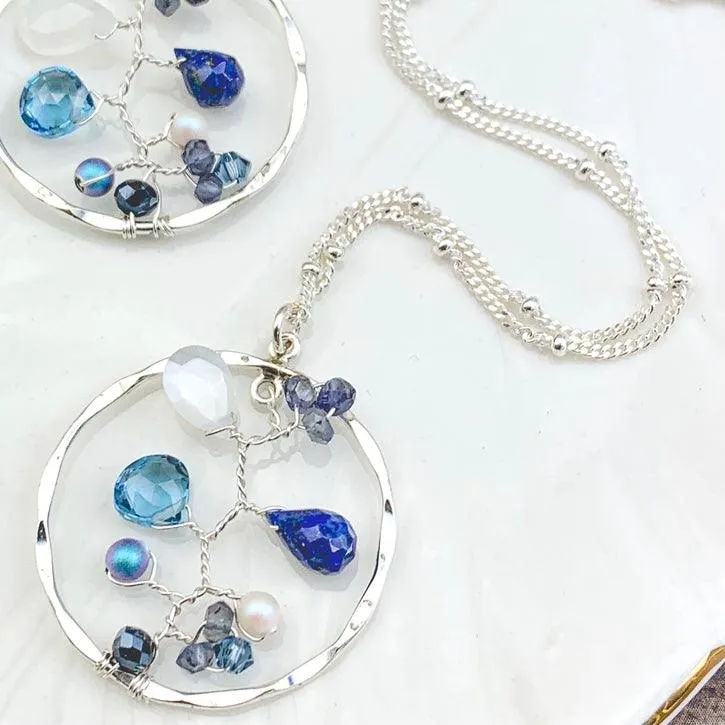 Denim Dream Filigree Necklace and Earrings