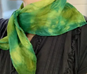 Designer Silk Scarf Green shibori