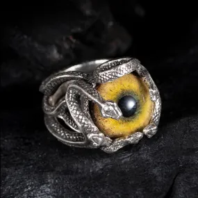 Devil's Eye Sterling Silver Snake Ring