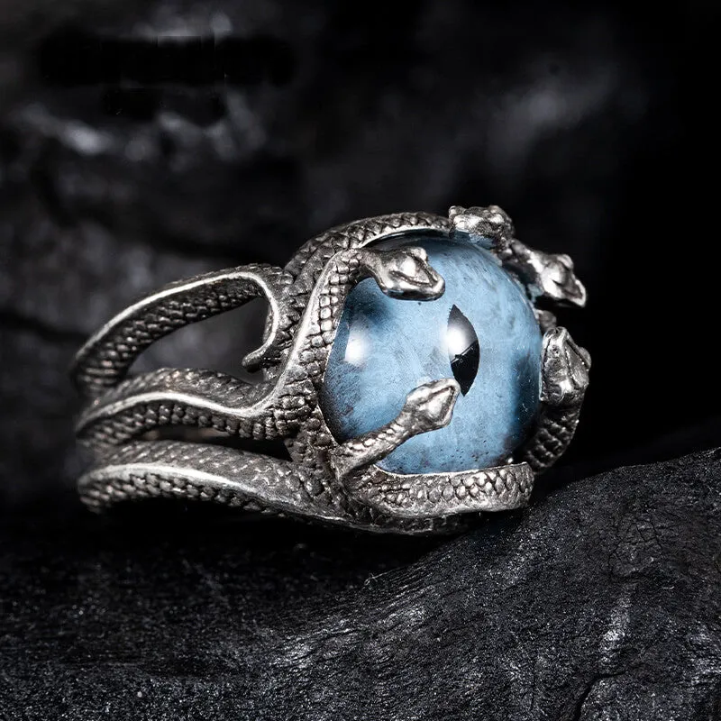 Devil's Eye Sterling Silver Snake Ring