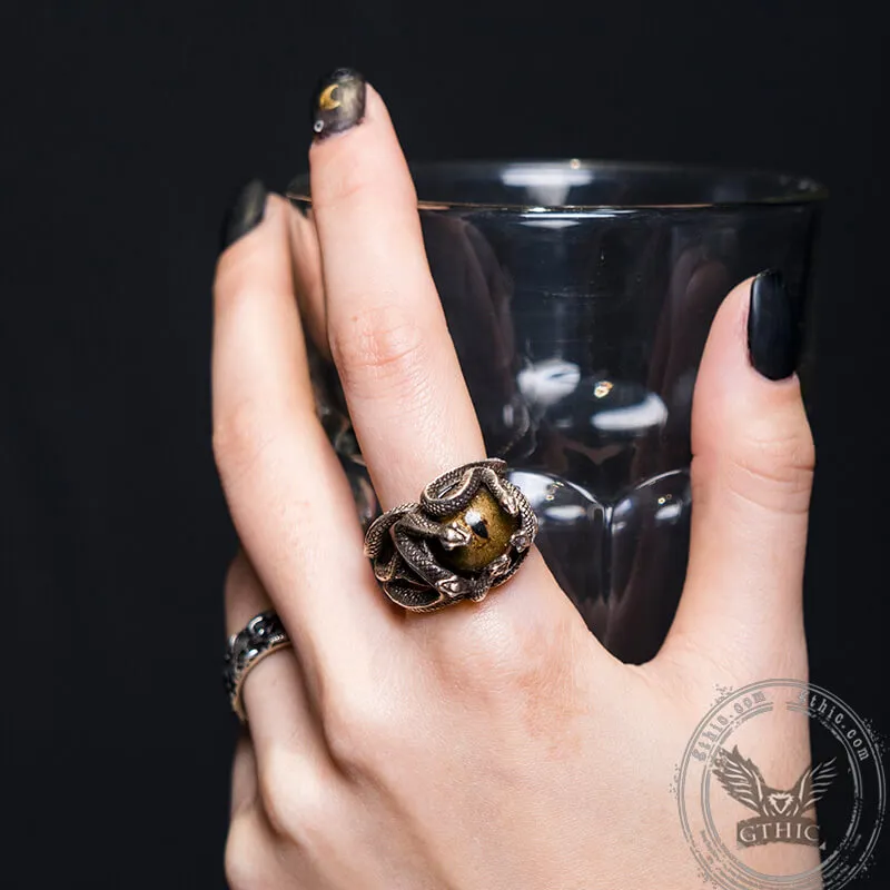 Devil's Eye Sterling Silver Snake Ring