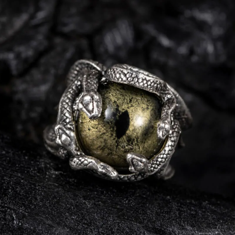 Devil's Eye Sterling Silver Snake Ring