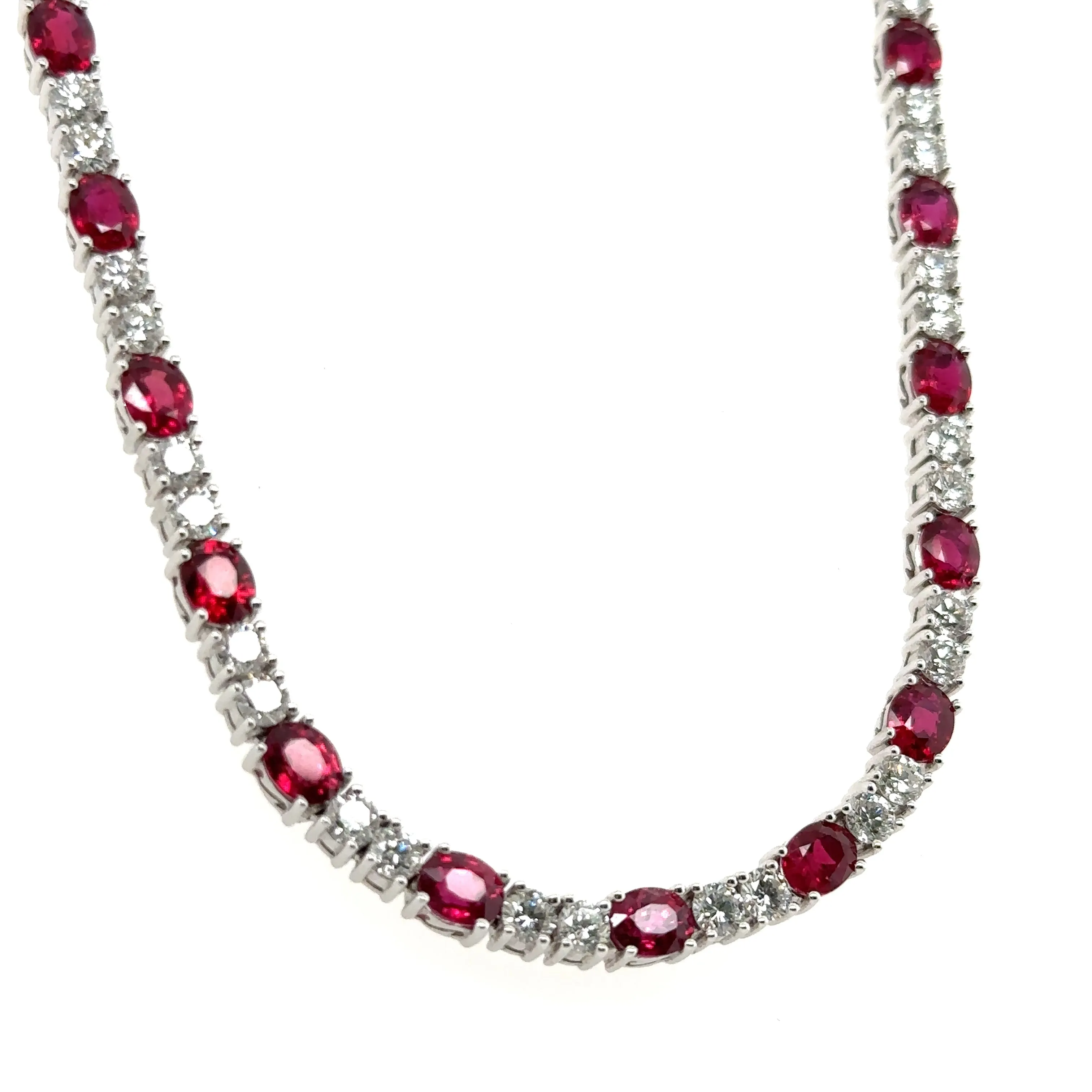 Diamond & Ruby Tennis Statement Necklace 26.90ct t.w.