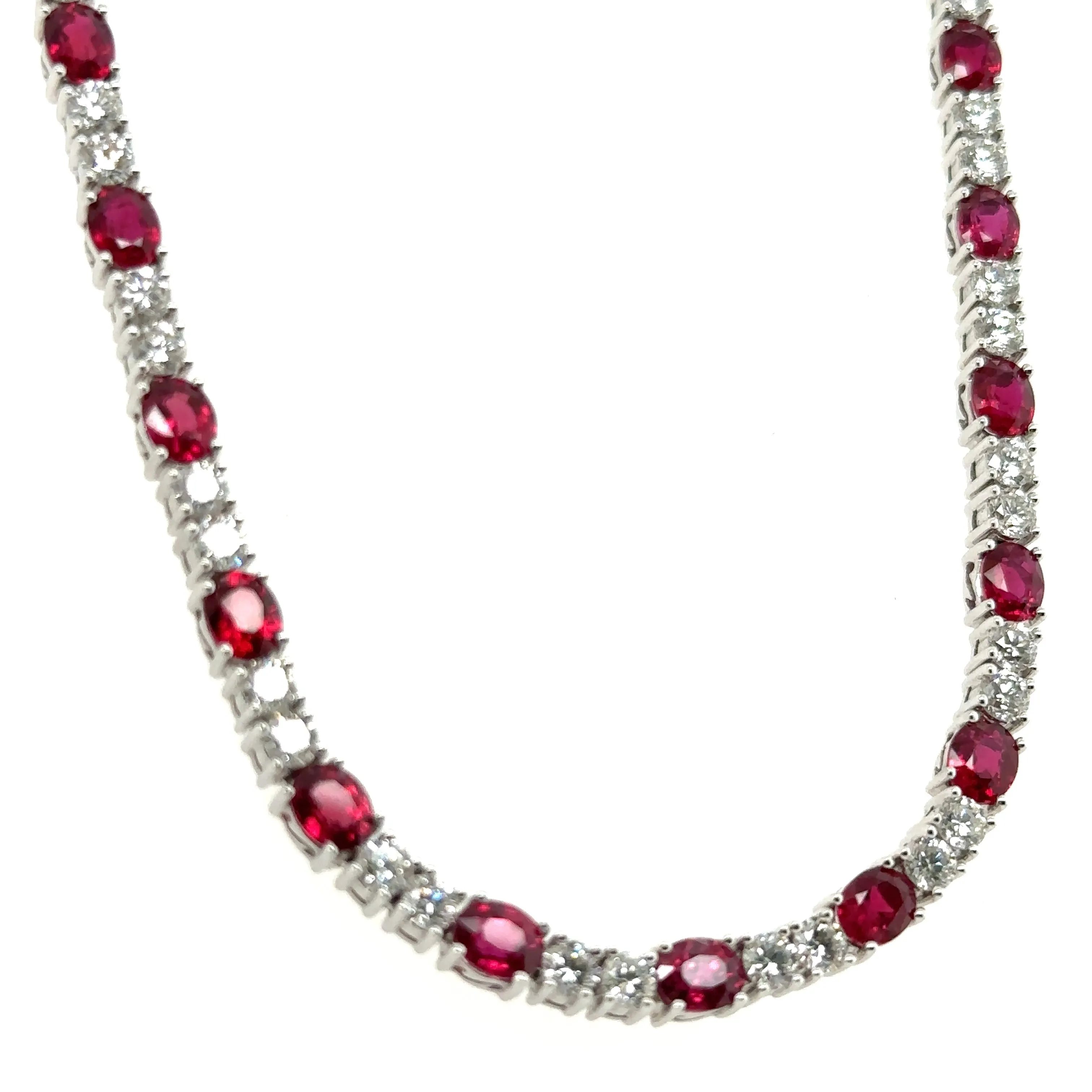 Diamond & Ruby Tennis Statement Necklace 26.90ct t.w.