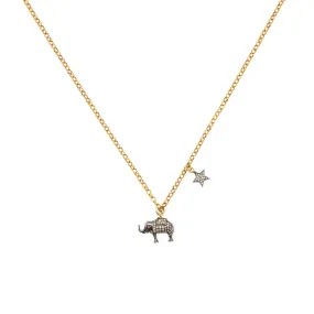 Diamond Elephant & Double-Sided Star Necklace