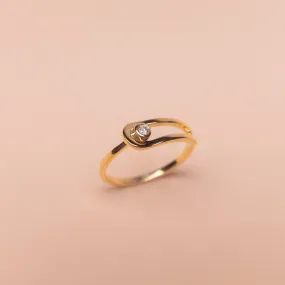 Diamond in a Loop Ring, Solid 14k Gold