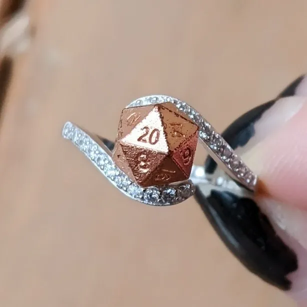 DnD D20 Ring Crisscross Sterling Silver