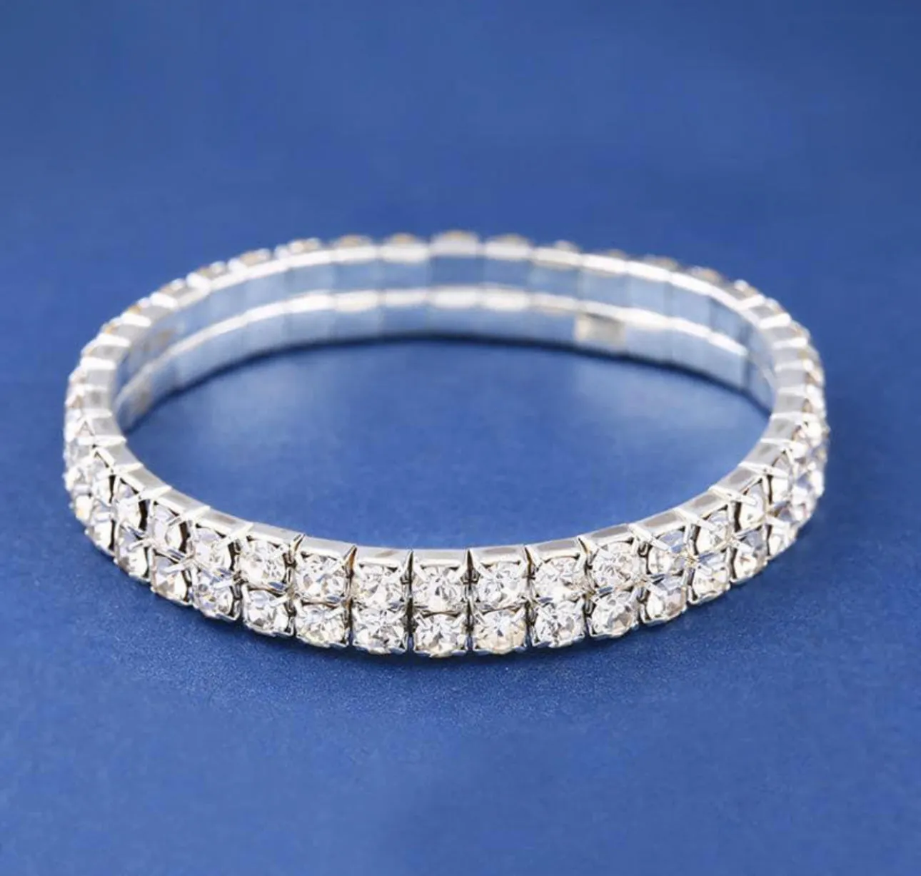 Double Layer Rhinestone Stretchy Bracelet