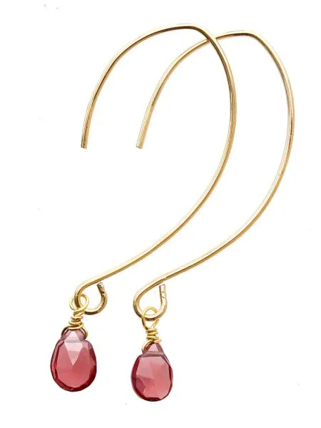 Drop Cut Gem Stone Hoop Earrings