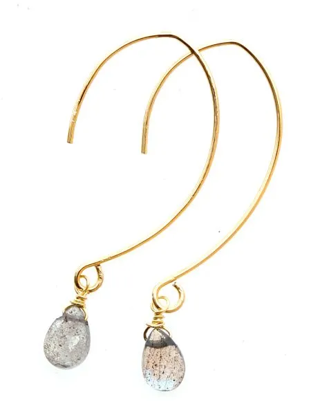 Drop Cut Gem Stone Hoop Earrings