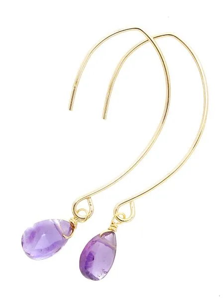 Drop Cut Gem Stone Hoop Earrings