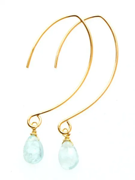 Drop Cut Gem Stone Hoop Earrings