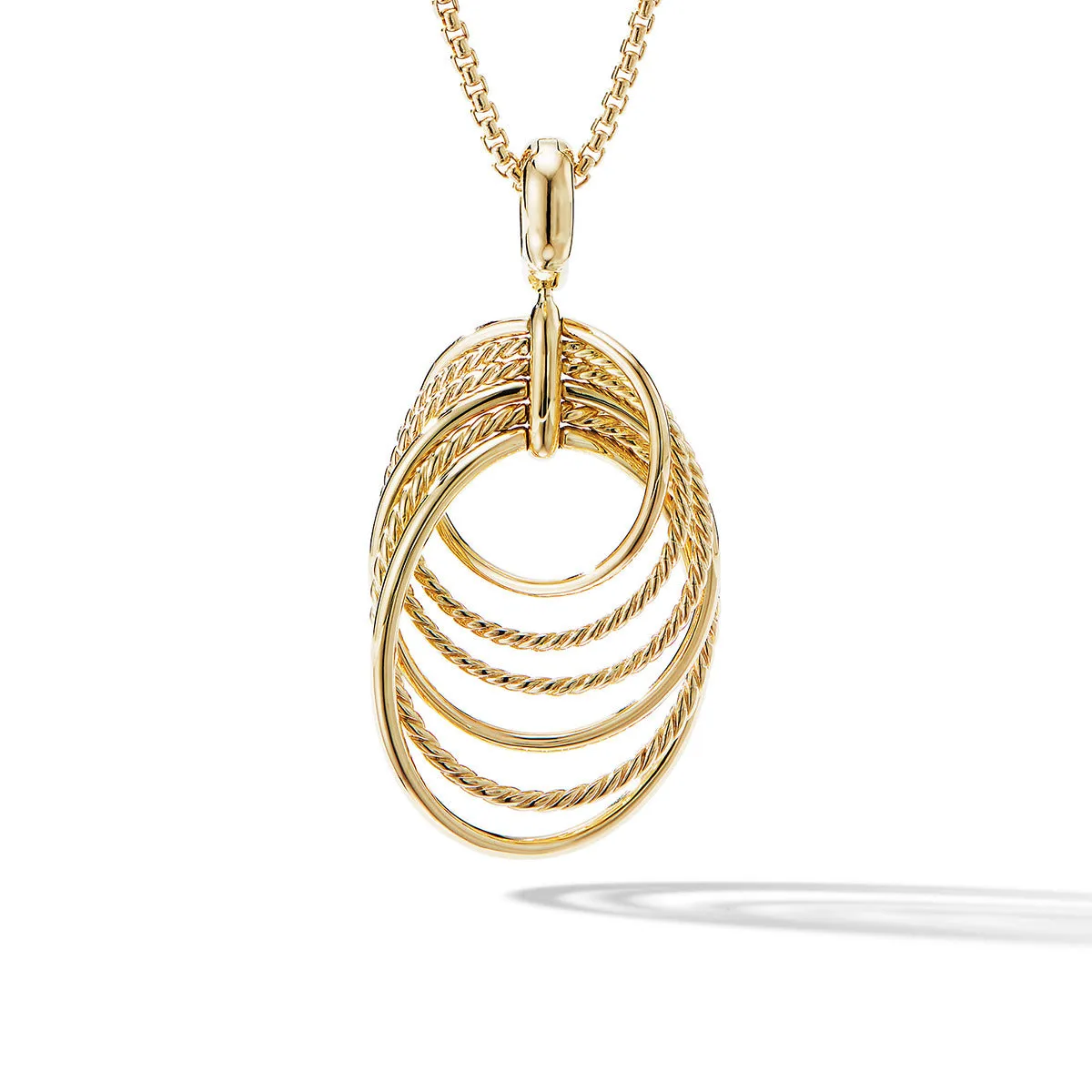 DY Origami Pendant Necklace in 18K Yellow Gold with Pave Diamonds