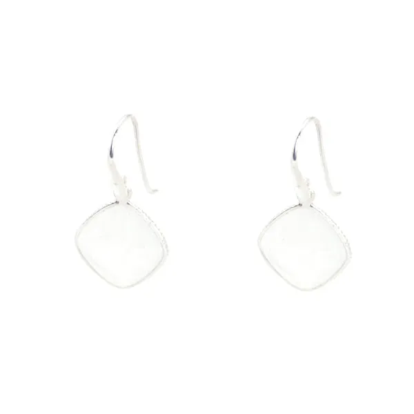 Earrings - Diamond Shape Moonstone & Sterling Silver