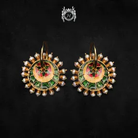 Earrings in Pearls and Enamel