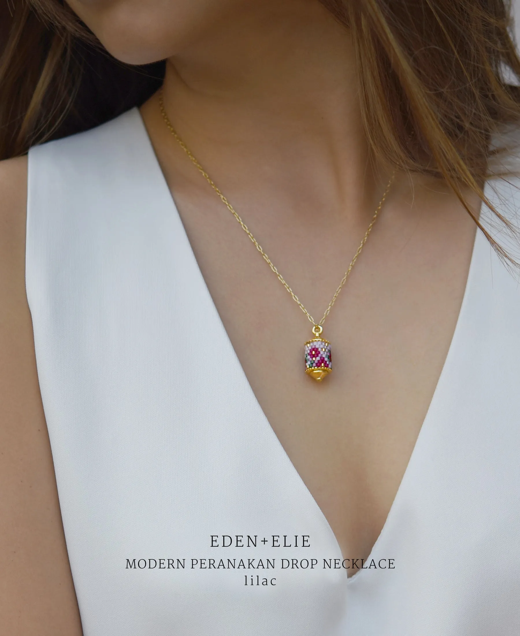 EDEN   ELIE Modern Peranakan drop pendant necklace - ruby