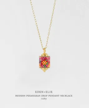 EDEN   ELIE Modern Peranakan drop pendant necklace - ruby