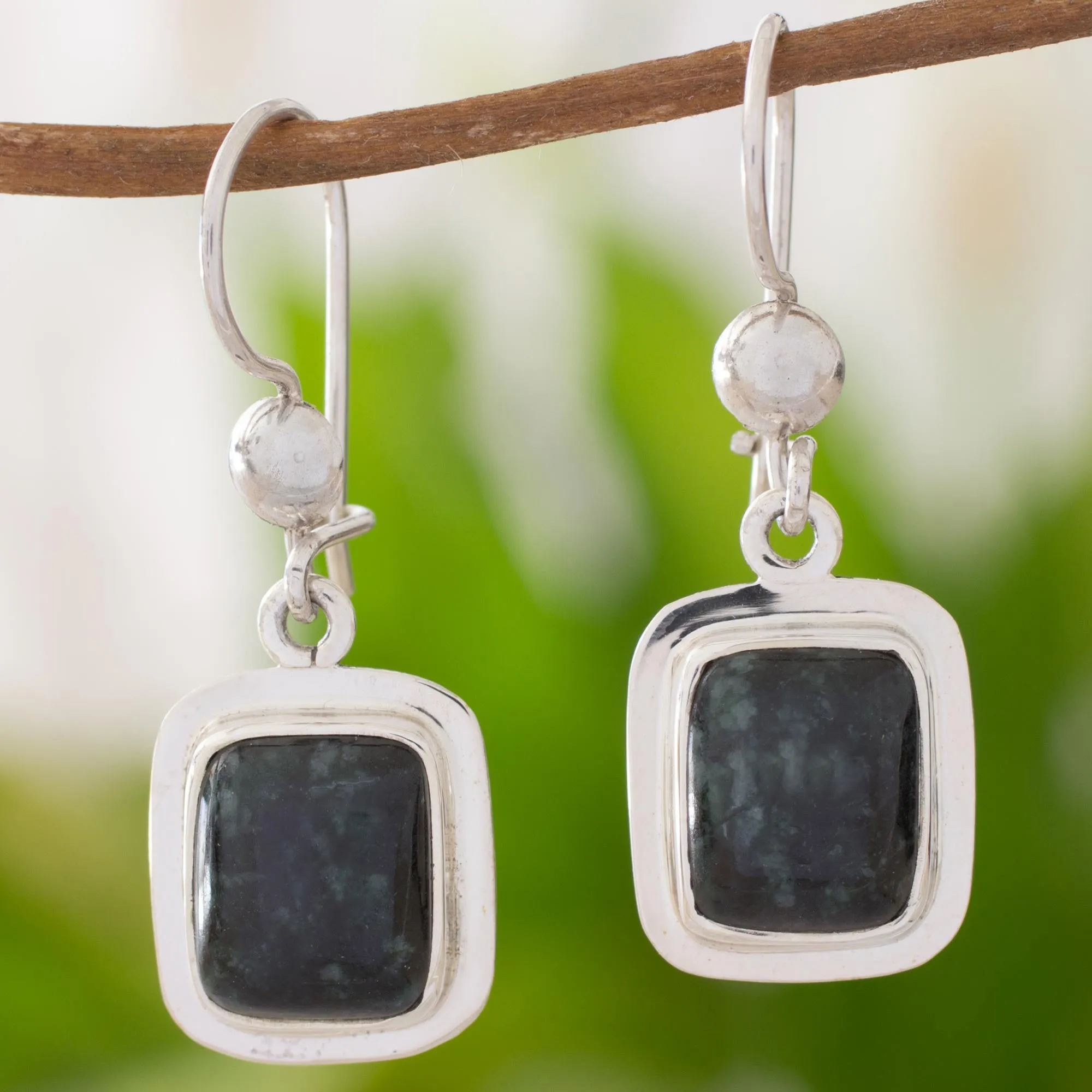 Elegant Heritage Silver & Jade Earrings