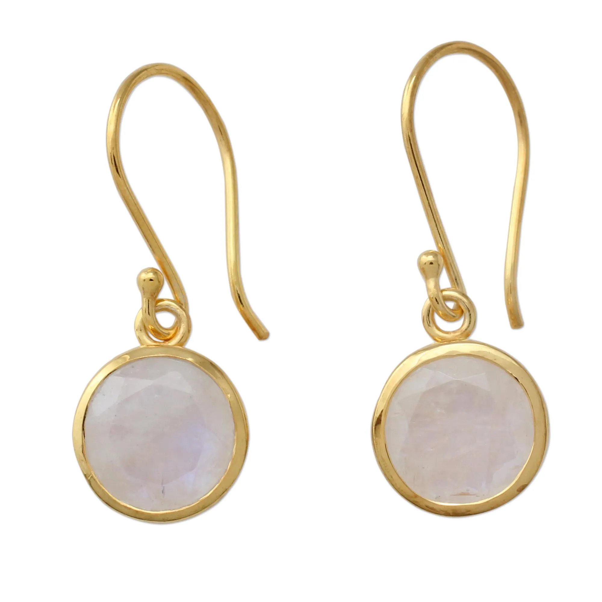 Elite Discretion Moonstone Gold Plated Silver Dangle Earrings