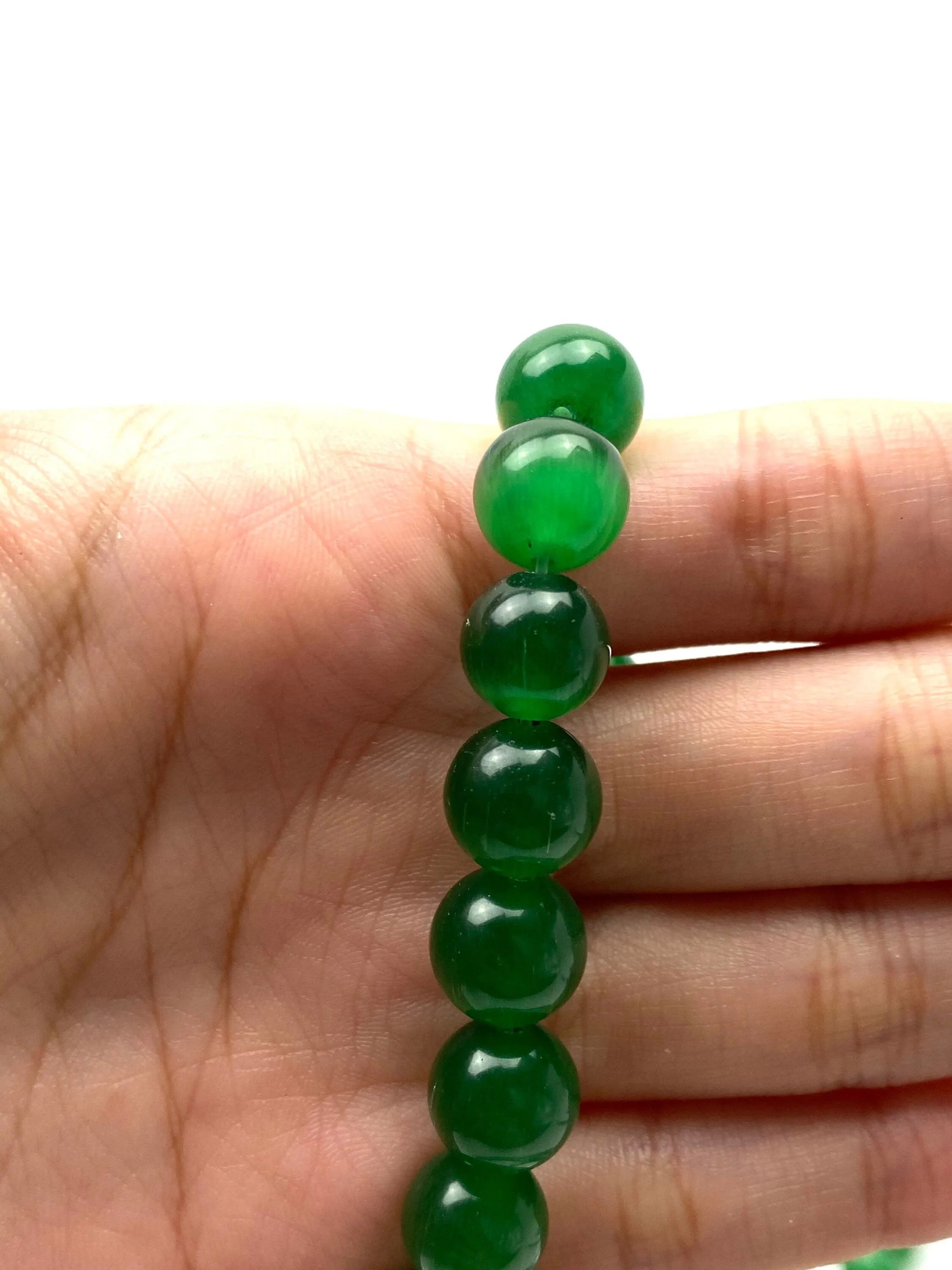 Emerald color changing jade bead strand, SKU# C16