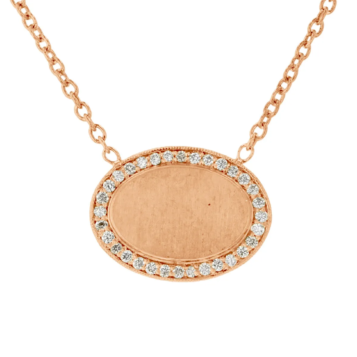 Engravable Diamond Oval Pendant