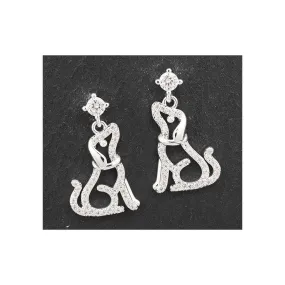 Equilibrium Sparkle Outline Silver Plated Dog Earrings