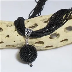 Exquisite  Black Beaded Pendant Necklace