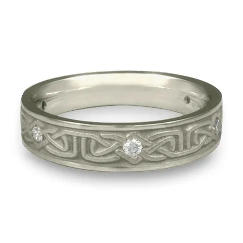 Extra Narrow Labyrinth with Diamonds Wedding Ring in Palladium