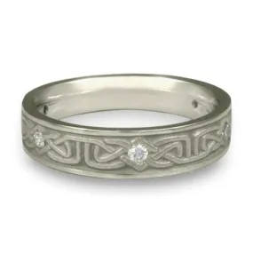 Extra Narrow Labyrinth with Diamonds Wedding Ring in Palladium