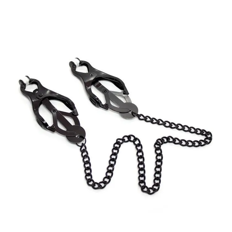 Extreme Pinch Chained Metal Clover Nipple Clamps - INTENSE Nipple Play