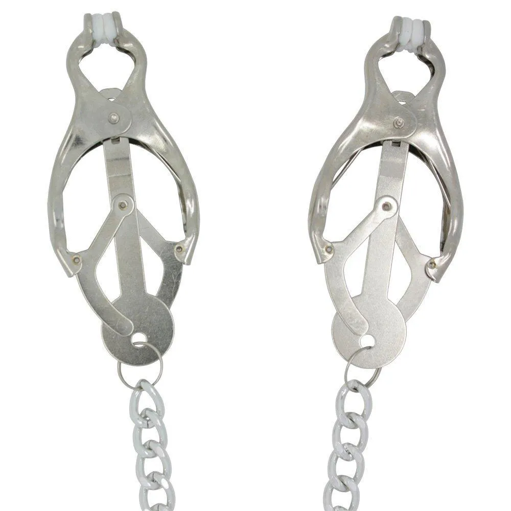 Extreme Pinch Chained Metal Clover Nipple Clamps - INTENSE Nipple Play